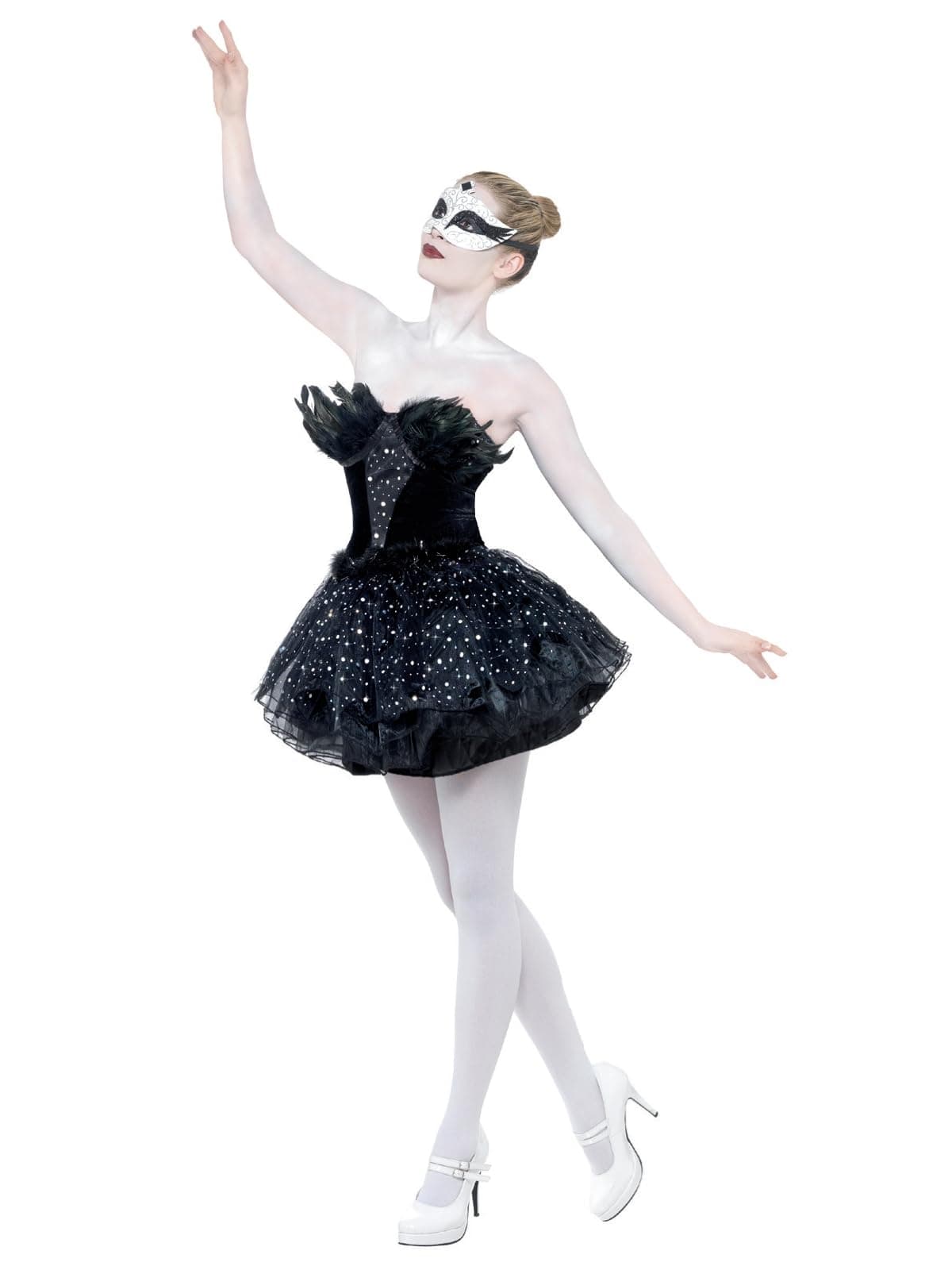Smiffys Gothic Swan Masquerade Costume, Black, Medium, 27313M