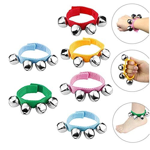 Tocypho Exquisite Band Wrist Bells Foot Rattles for Adults Musical Rhythm Tools for Music Class Party, Pack of 6