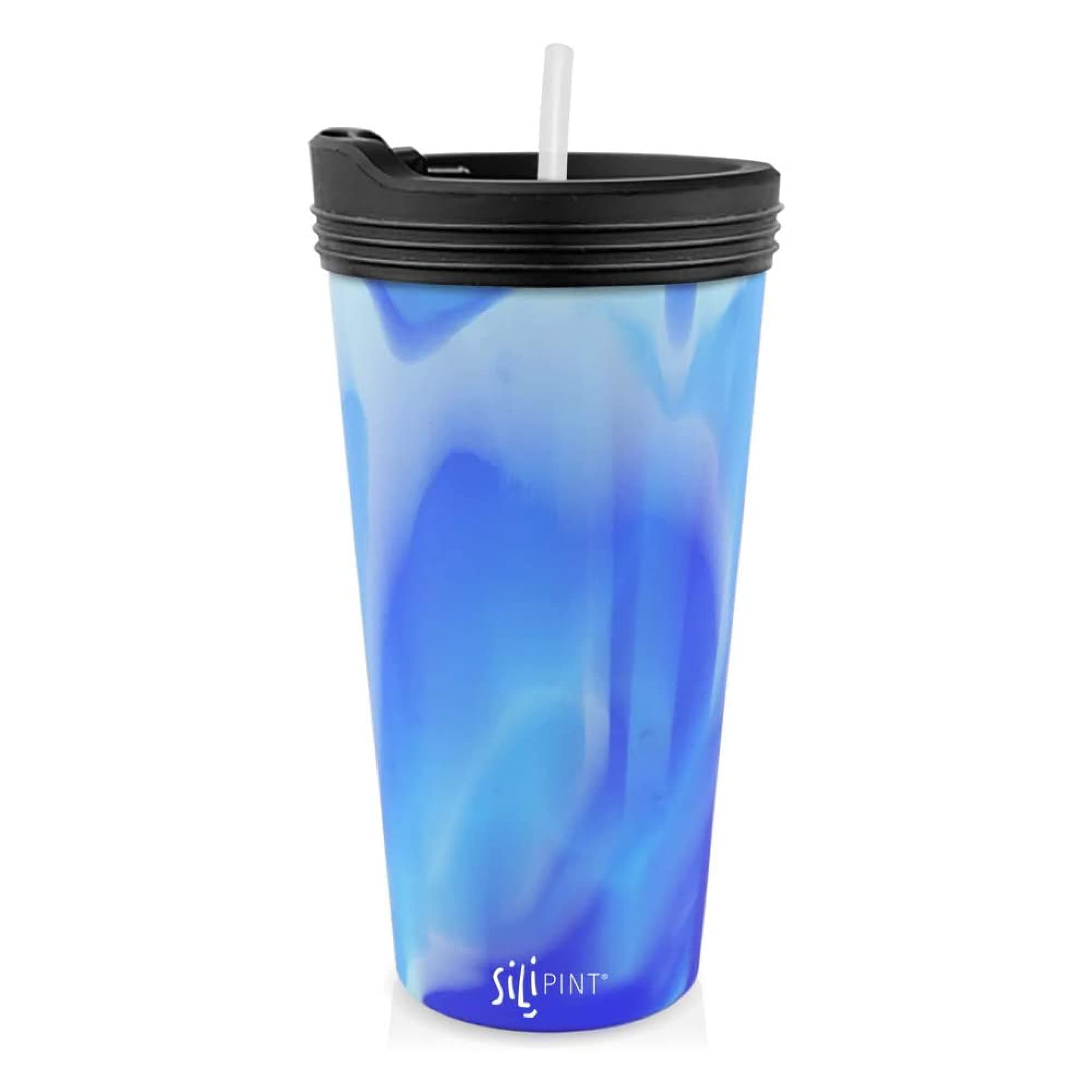 Silipint 22-Ounce Silicone Tumbler Cups with Lids and Straws, Unbreakable, Reusable, and Versatile Cups for Travel, Hiking, Camping, Sports, and Outdoors, Arctic Sky, Pack of 1