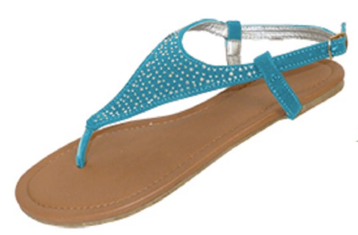 Shoes 18 Womens Microsuede Gladiator Sandals Flats Shoes W/Rhinestones