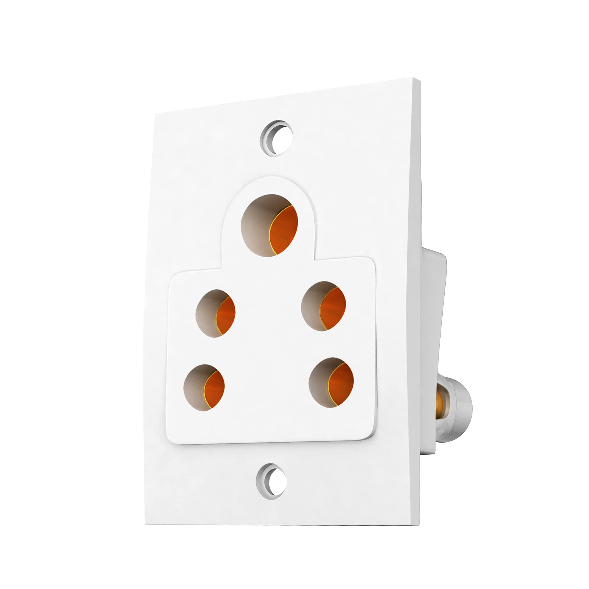 Star 6A 5 Pin Non Modular Electrical Socket, White Colour,Polycarbonate Body, Heavy Duty,Suitable for Home & Office Use with Screws Pack 60