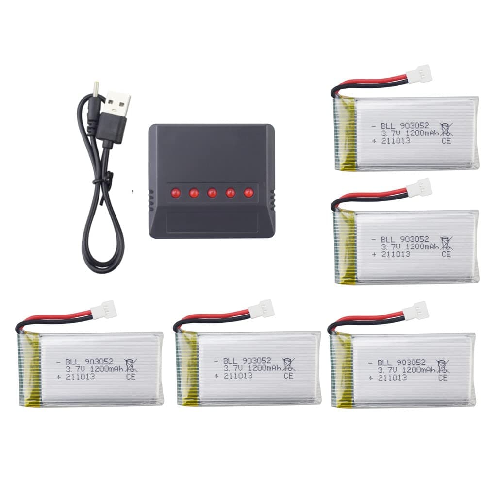 sea jump 3.7V 1200mAh Upgrade Li-Polymer Battery 5pcs+1PCS Battery Charger for SYMA X5SC X5SW X5SC-1 Remote Control Quadcopter Drone