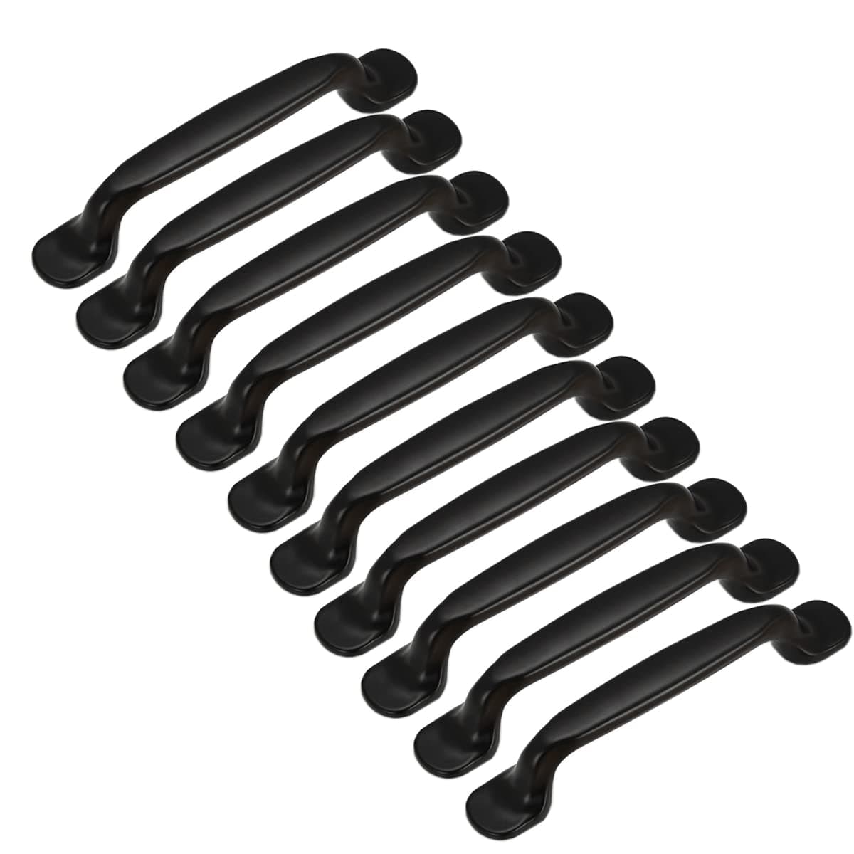 Qrity 20Units Black Aluminum Cabinet Door Drawer Handles Knobs Pull Handles Cupboard Closet Door Bow Shape Pull Handle (128MM)