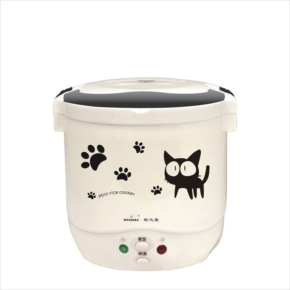 Mini Rice Cooker(1.0 Liter), Cooking, Warming, Heating, with Dish Steam Plate, Mini and Portable Can be Used as Lunch Box (White)