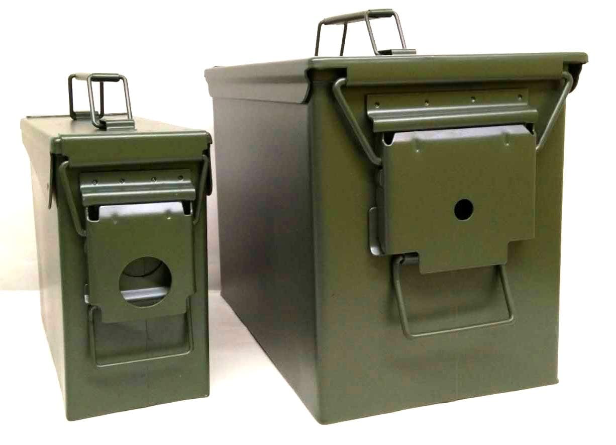 Rocwing - Green Army Ammo Box Metal Storage Tin Waterproof Ammunition Tool Box (M19A1 + PA108 Two Tins Per Lot)