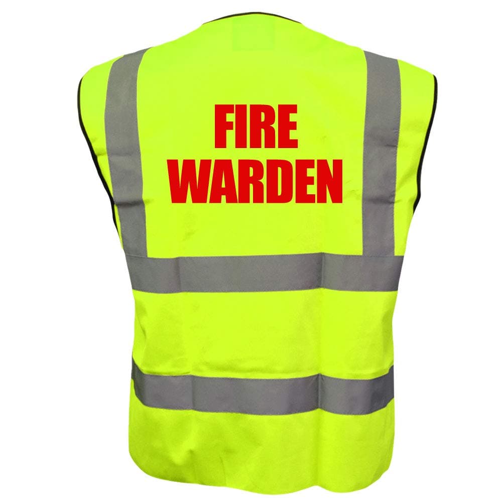 Fire Warden Yellow High Visibility Hi Vis Viz Vest Safety Waistcoat, Printed By Brook Hi Vis