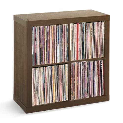 Vinyl Record Storage Shelf | LP Record Album Storage | Vinyl Record Storage Cube, Rack, Cabinet, Bookcase, Organizer for Vintage LP Records | 4 Cube Square Organizer by VRSS (Walnut)