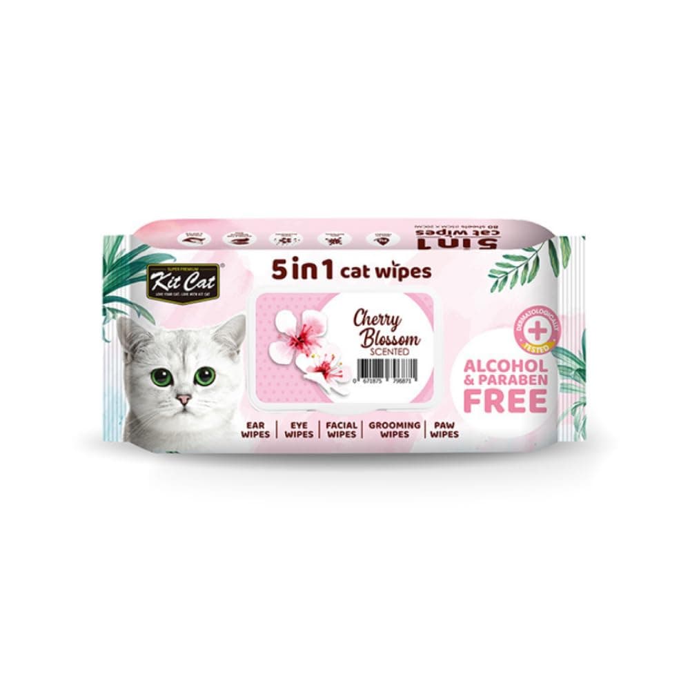 5-in-1 Cherry Blossom Scented Cat Wipes - PINK/15X20CM