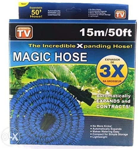 Expandable Garden Hose, Blue, 50 feet, Latex, Dacron, 15m/50ft, Ideal for Garden, RV, Pool, Boat, 1 Pack