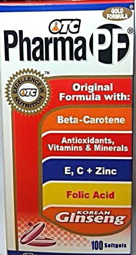 Pharma PF Gold Formula Multivitamin and Mineral Natural Supplement with Korean Ginseng 100 Soft Gels (Pack of 2 Bottles)