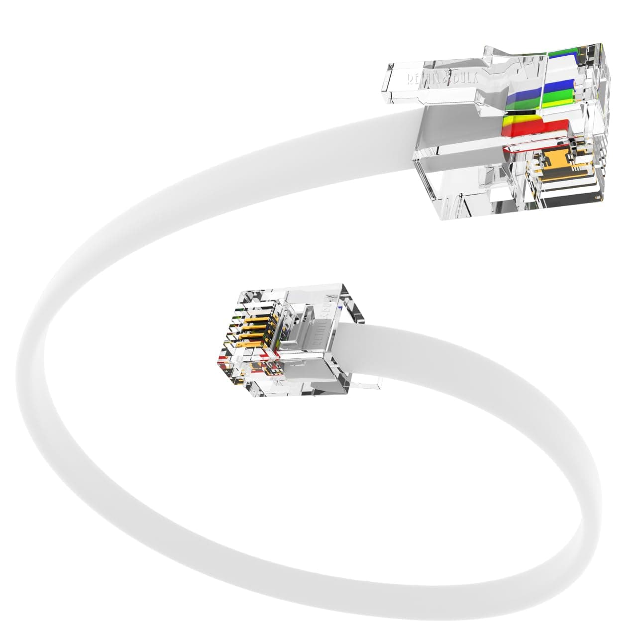 (3 Pack) 6 Inch Short Telephone Cable RJ11 Male to Male, 6P4C Phone Line Cord (6 Inches, White)