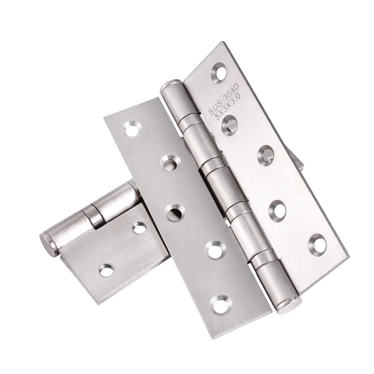 Qrity 4 Pieces Home Door Hinges 5" 125mm Ball Bearing Hinges for External & Internal Doors, Stainless Steel, 3mm Thickness, Silver