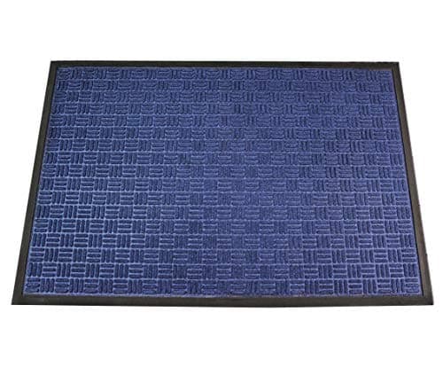 ULTRALUX Premium Indoor Outdoor Door Mat 24” x 35” Absorbent, Strong, Non-Slip Entry Rug Heavy Duty Rubber Backed Doormat, Blue Dirt Barrier Entrance Mat