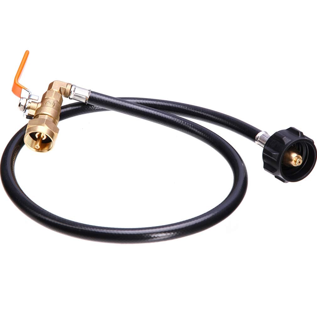 New Updated Propane Refill Adapter Hose 36’’ Propane Extension Hose with ON-Off Control Valve for 1 LB Propane Gas Tank 350PSI High Pressure Camping Grill (QCC Type1 Inlet)