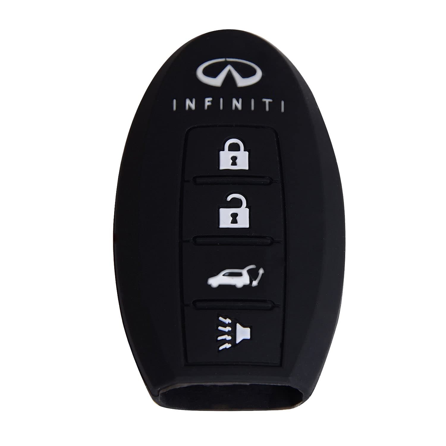 Auto keyless New Black Protecting Bag Silicone Remote Key Case Cover for 4 Buttons Infiniti G Series G37 JX35 Q Series Q50 Q60S Q70L QX EX FX M Smart Key Case Shell Fob (Black)