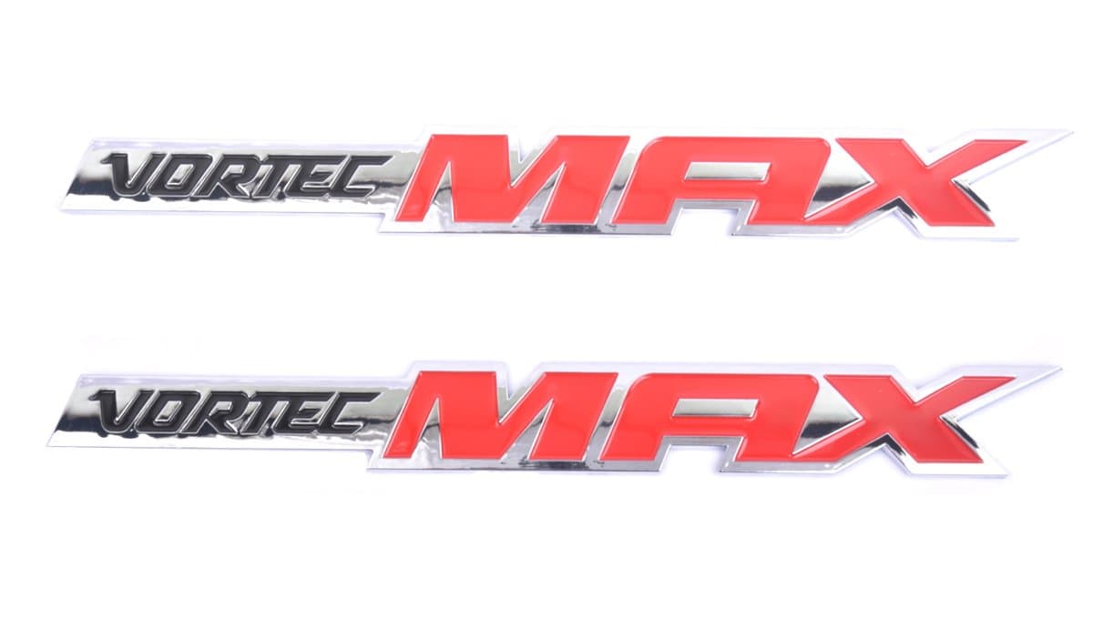 Aimoll 2pcs Vortec Max Door Emblem Logo, Badge Plate Band Decal for Chevrolet 06-09 Silverado Sierra SS 6.0 Gm Truck 6.0 Liter (Chrome Red)