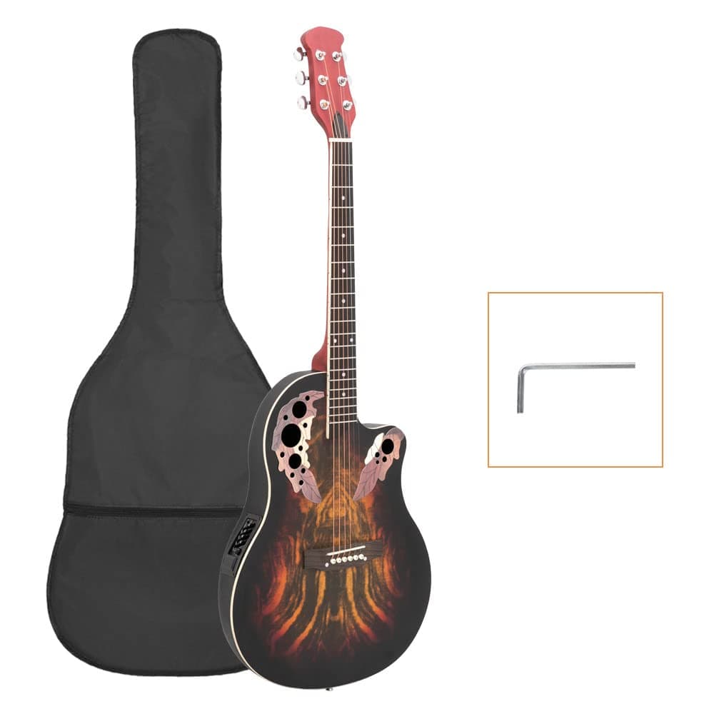 Ktaxon 41in Acoustic-Electric Guitar, 6 String Cutaway Guitar with EQ-7545R Bass Preamp with Four-Band EQ, Unique Round-back Design, Fantastic Touch, Accurate Tune and Unmatched Sound (Sunset)