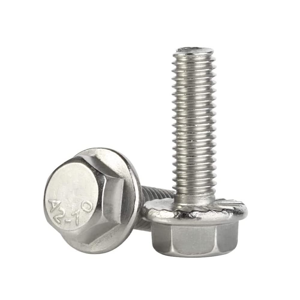 M8 x 20mm Flanged Hex Head Bolts Flange Hexagon Screws, Stainless Steel 304, DIN 6921, 20 PCS