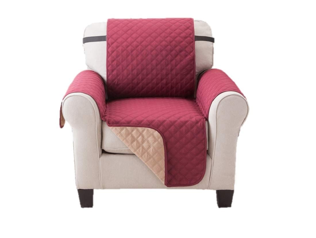 Elegante Luxurious Reversible Recliner Furniture Protector, Burgundy/Taupe