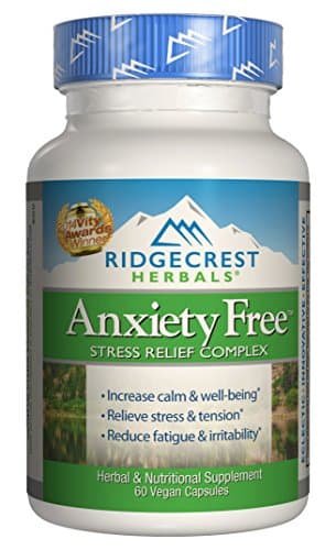 Ridgecrest Anxiety Free, Herbal and Nutrition Stress Support, 60 Vegan Capsules