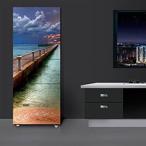 yazi Customized Door Fridge Sticker Closet Cover Bridge Self Adhesive Wall Decal Hallway Mural 23x59 Inch
