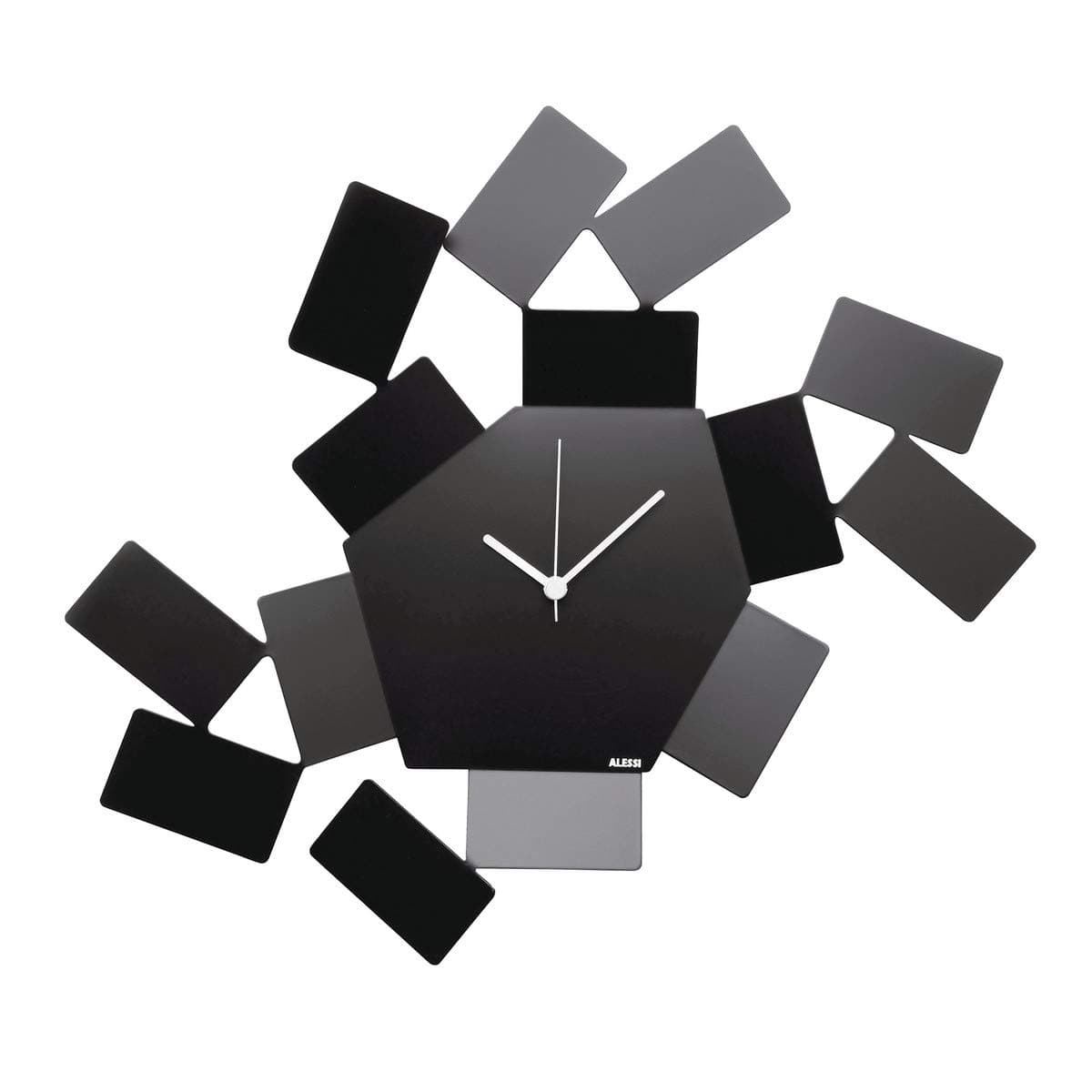 Alessi MT19 B La Stanza dello Scirocco Wall Clock-Steel Coloured with Epoxy Resin, Black, 46 x 33.5 x 4 cm