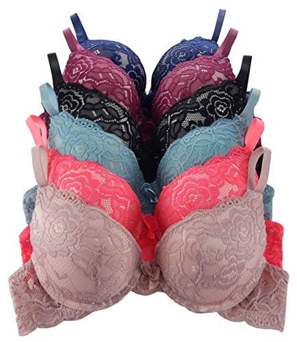 Emily JohnsonWomen Bras 6 Pack of Double Pushup Lace Bra B Cup C Cup