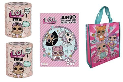 LOL Surprises Makeover Series Little Sisters 2 Pack with Jumbo Coloring Book, Reusable Bag
