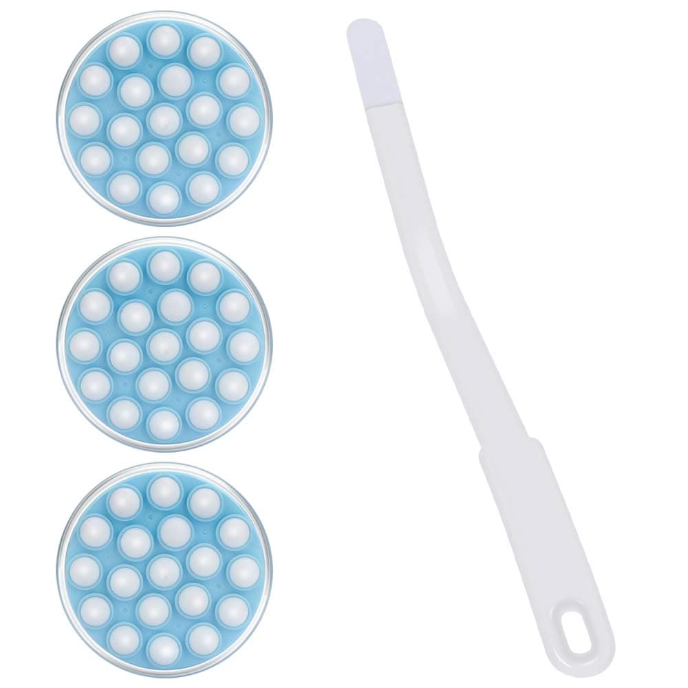 CestMall Body Lotion Applicator - Oil Cream Applicator Long Handle Back Bath Brush Body Massaging Tool with 3 Massaging Head Back Scrubber for Hard to Reach Areas, Apply Cream Lotion to Back, Massage
