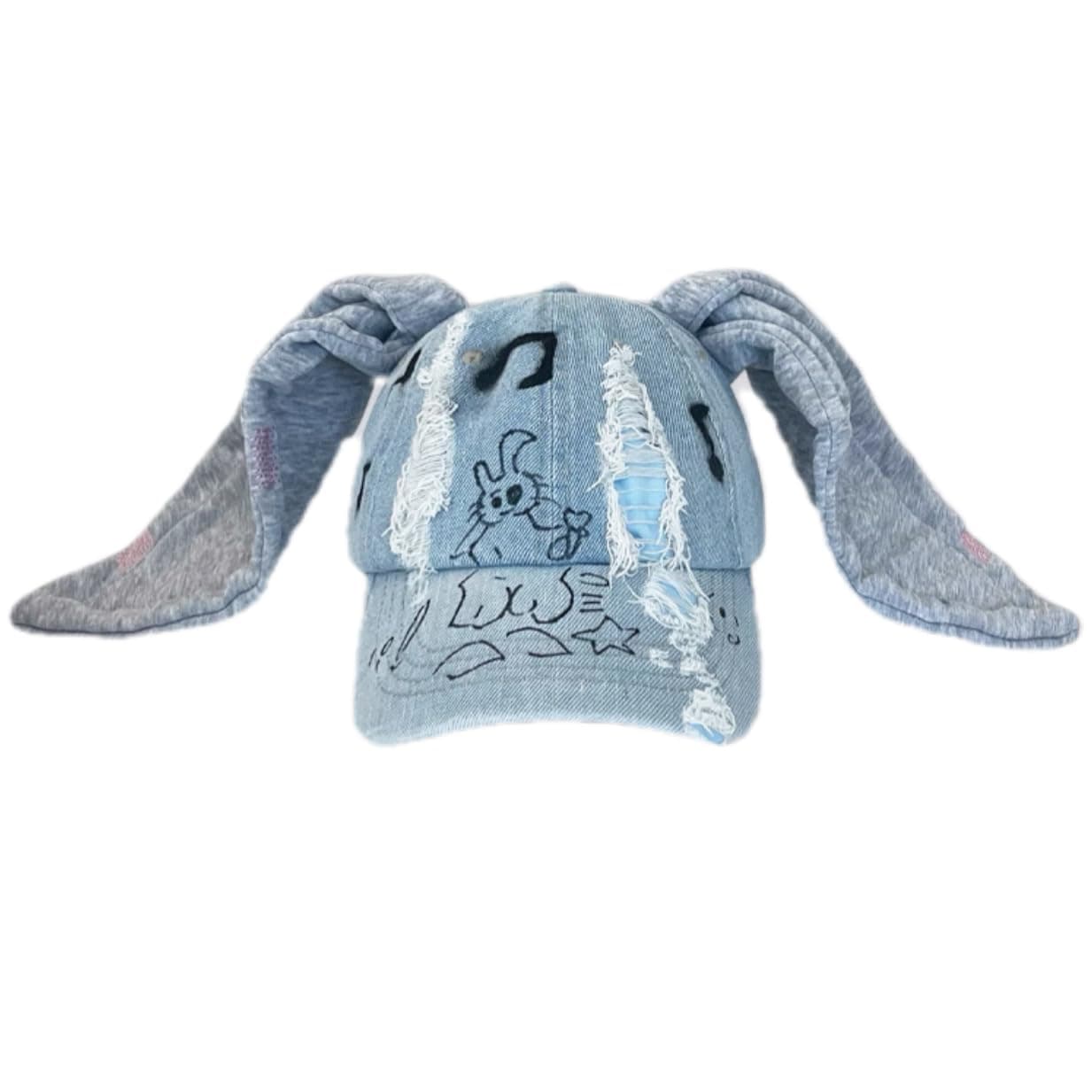 Y2k Hats New Jeans Bunny Ears Hat Kpop Outfits for Women Woman's Baseball Cap Hip-hop Beanies Grunge Girl Caps