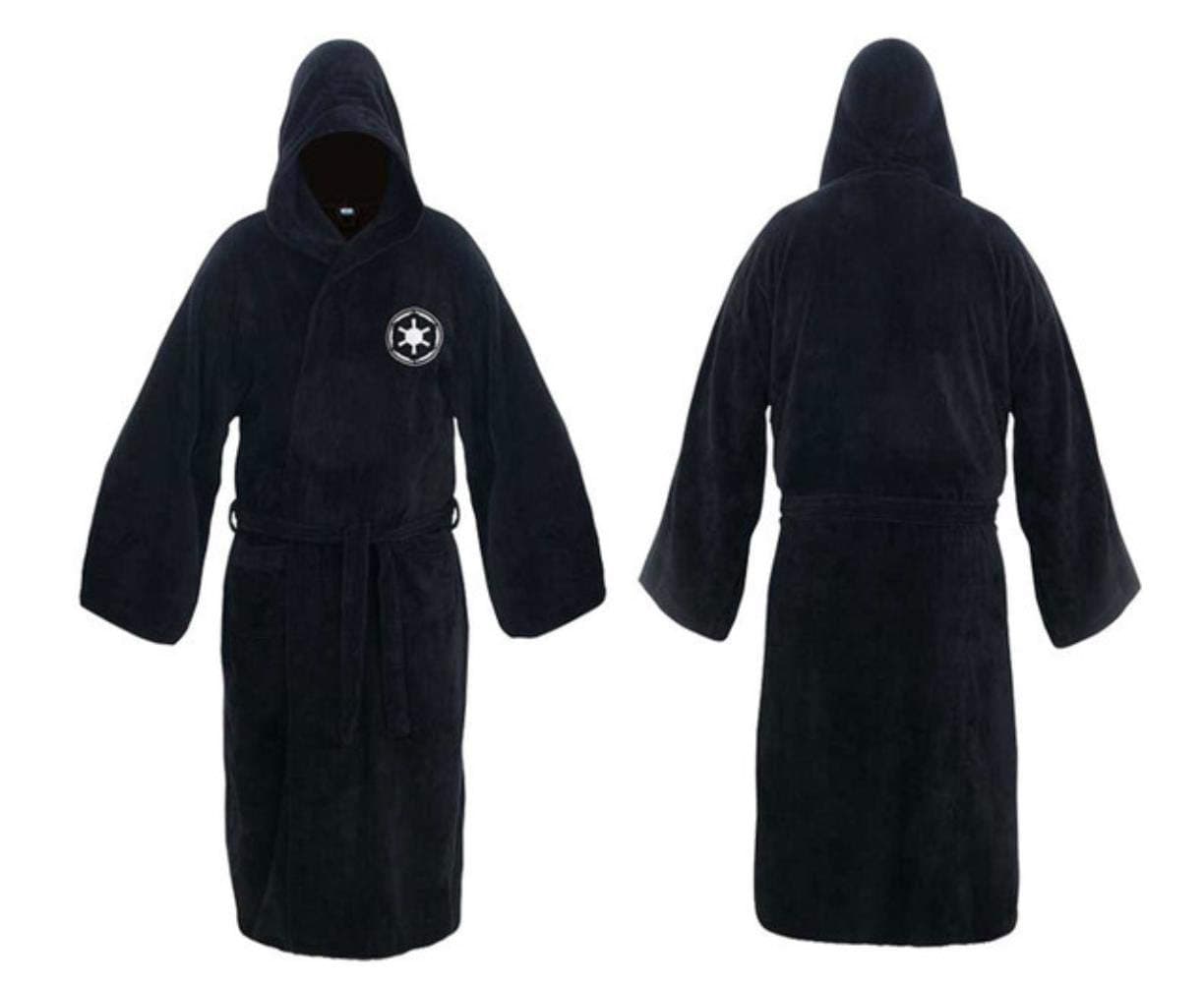 Flannel Robe Male With Hooded Thick Star Wars Dressing Gown Jedi Empire Men'S Bathrobe Winter Long Robe Mens Bath Robe Pajamas,Black,M
