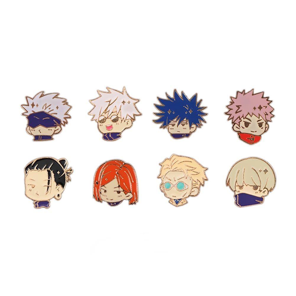 Anime JJK Pins 8PC - Anime Satoru Yuji Megumi Nanami Kento Geto Suguru Cosplay Figure Merch Pins for Backpacks