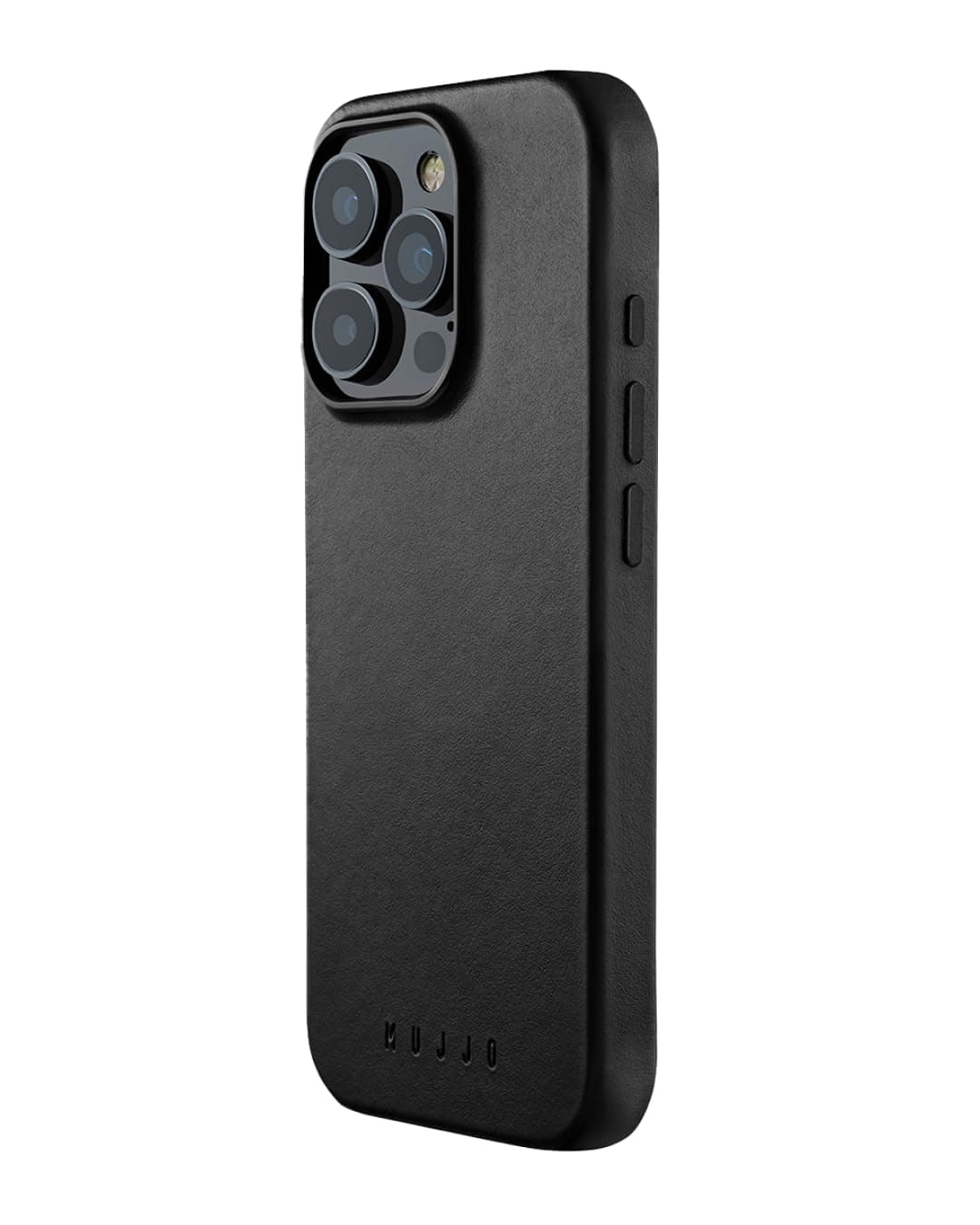 Mujjo Leather Phone Case - Fits iPhone 16 Pro - MagSafe Compatible - Premium European Leather - Enhanced Phone & Camera Lens Protection - Crafted with Recycled Material - Slim Profile - Black