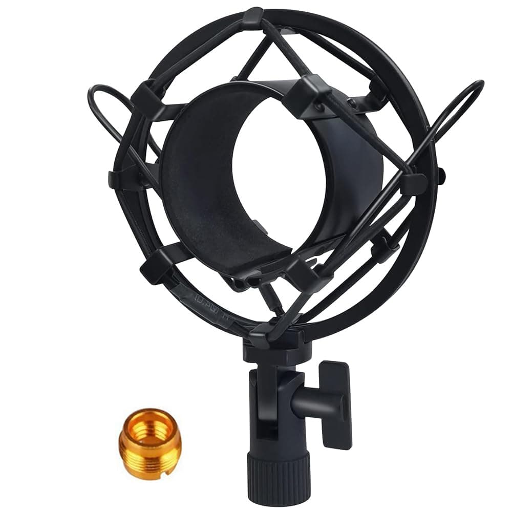 42-47mm Microphone Shock Mount with Metal Adapter Anti-Vibration High Isolation Metal Mic Holder Clip, Fits for Diameter of 42-47mm Microphone in Broadcasting, Recording, Etc. M