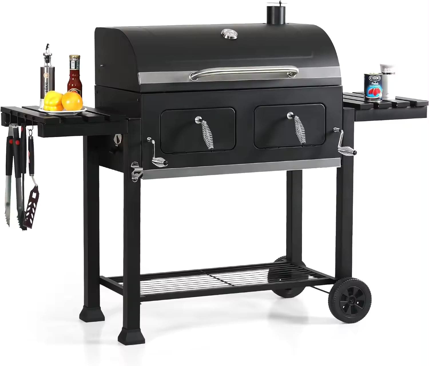– Suprills XXL Charcoal BBQ Grill With Side Tables & Temperature Gauge - Comprehensive BBQ Accessories for Outdoor Cooking - For The Perfect Barbecue Every Time