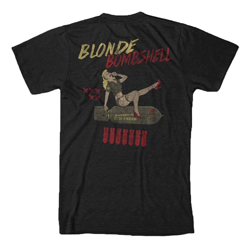 1776 United Blonde Bombshell Vintage World War II Bomber Art Men's T-Shirt - Made in USA