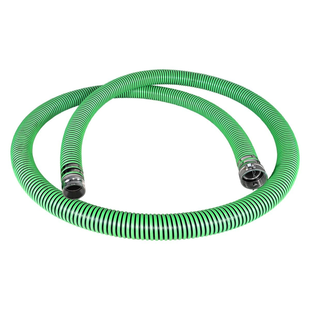 Gloxco Heavy Duty EPDM All Weather Suction Hose Assembly, Black Tube, Lime Green Helix, 3" Inside Diameter Hose with Male x Female Can and Groove Fittings Installed, 20 ft Length