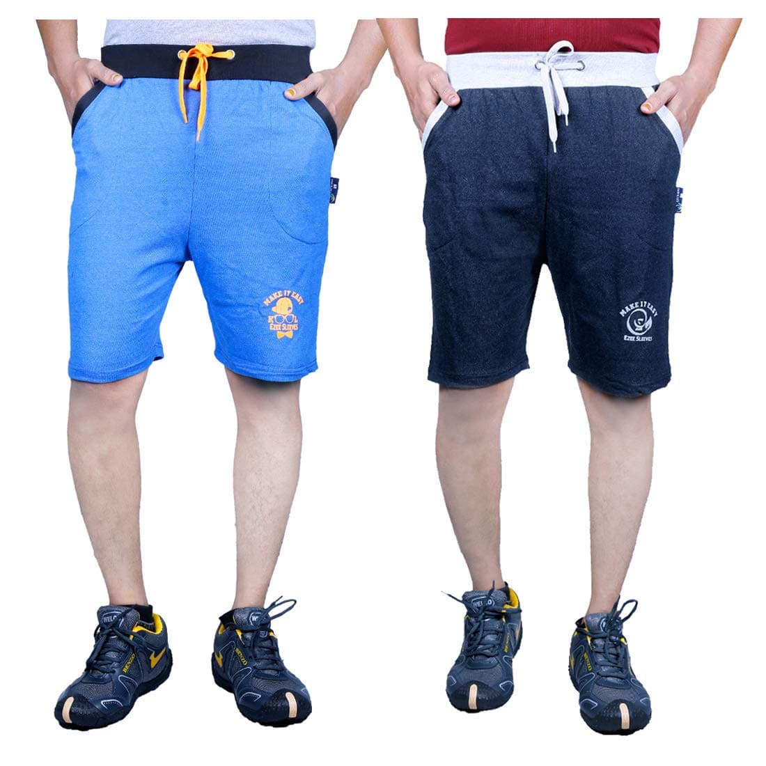 Ezee Sleeves Combo of Men's Cotton Shorts for Gyming | Jogging | Running | Exercise | Cycling | Cotton Shorts for Men - Pack of 2