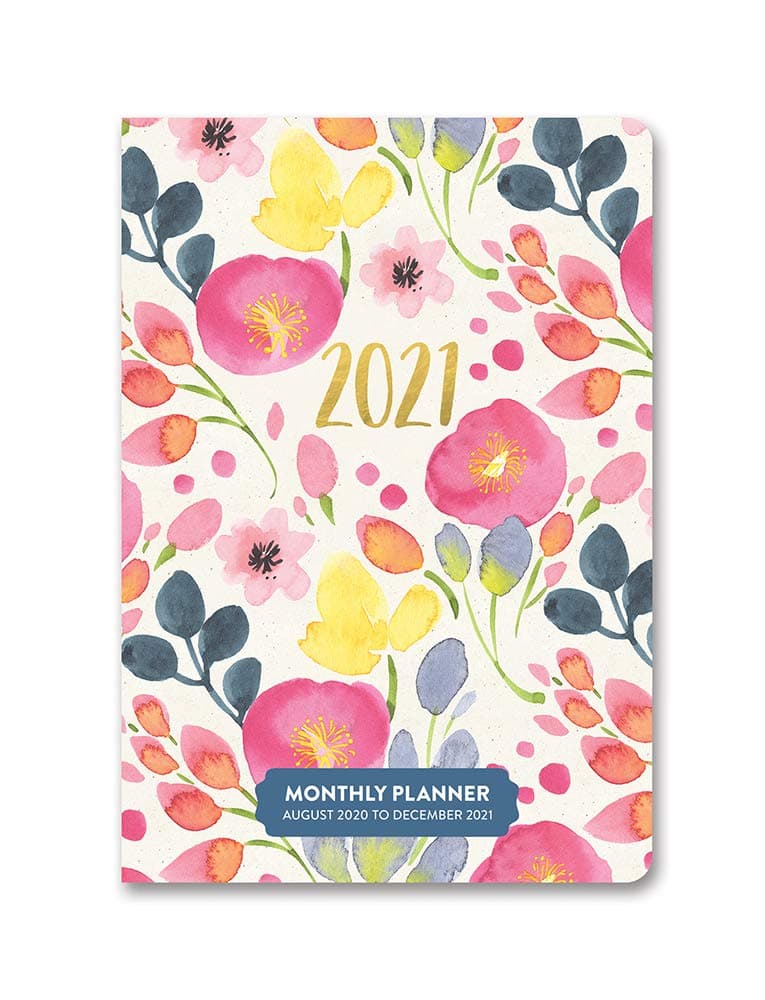 Orange Circle 2021 Monthly Pocket Planner, August 2020 - December 2021, Bold Blossoms