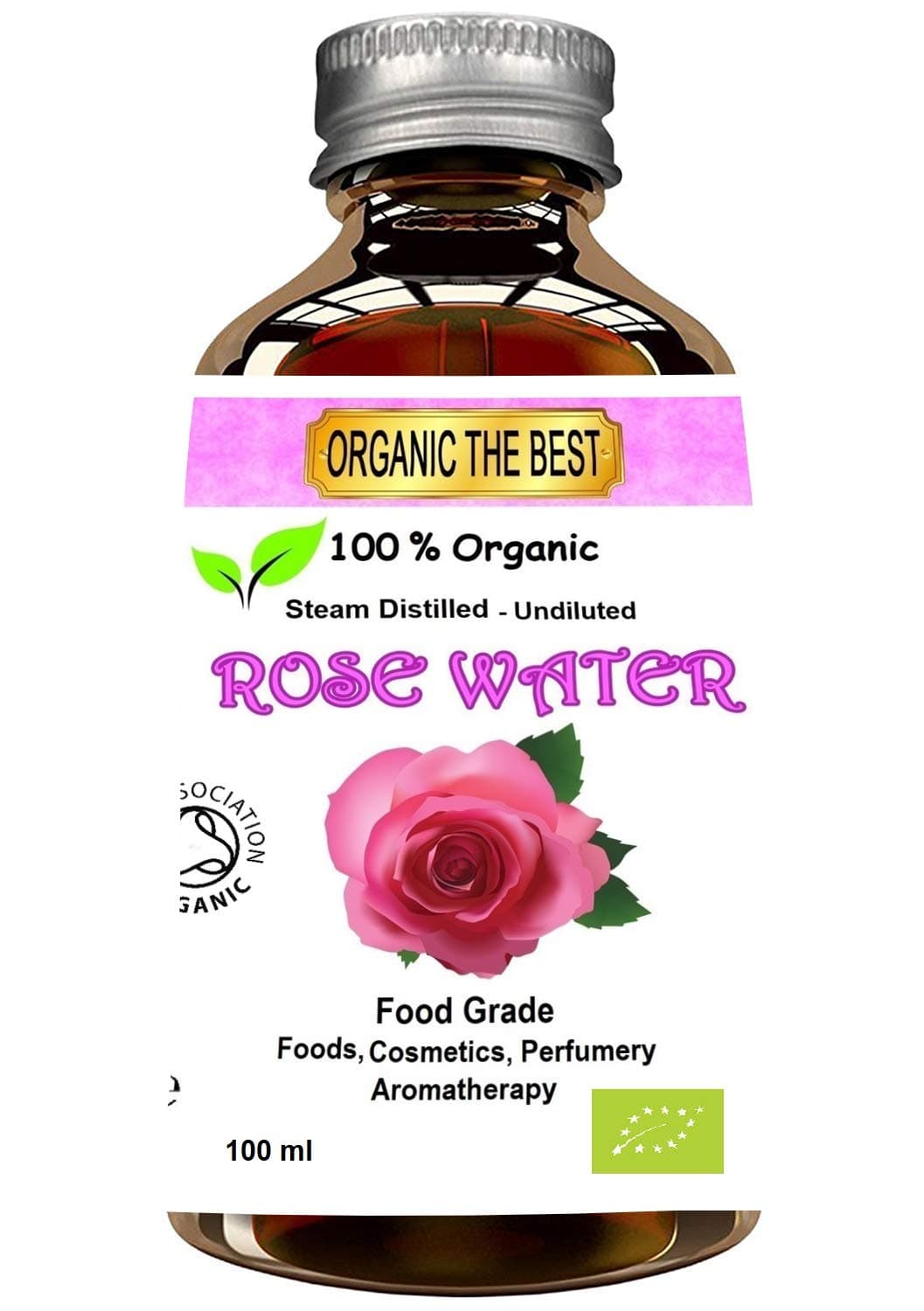 Organic Rose Water Facial Toner, Food - Vegan Certified, Cruelty-Free, Organic, Hand Made, Plastic Free & Responsibly Sourced Skin Toner - Finest, Triple Purified Bulgarian Rosewater