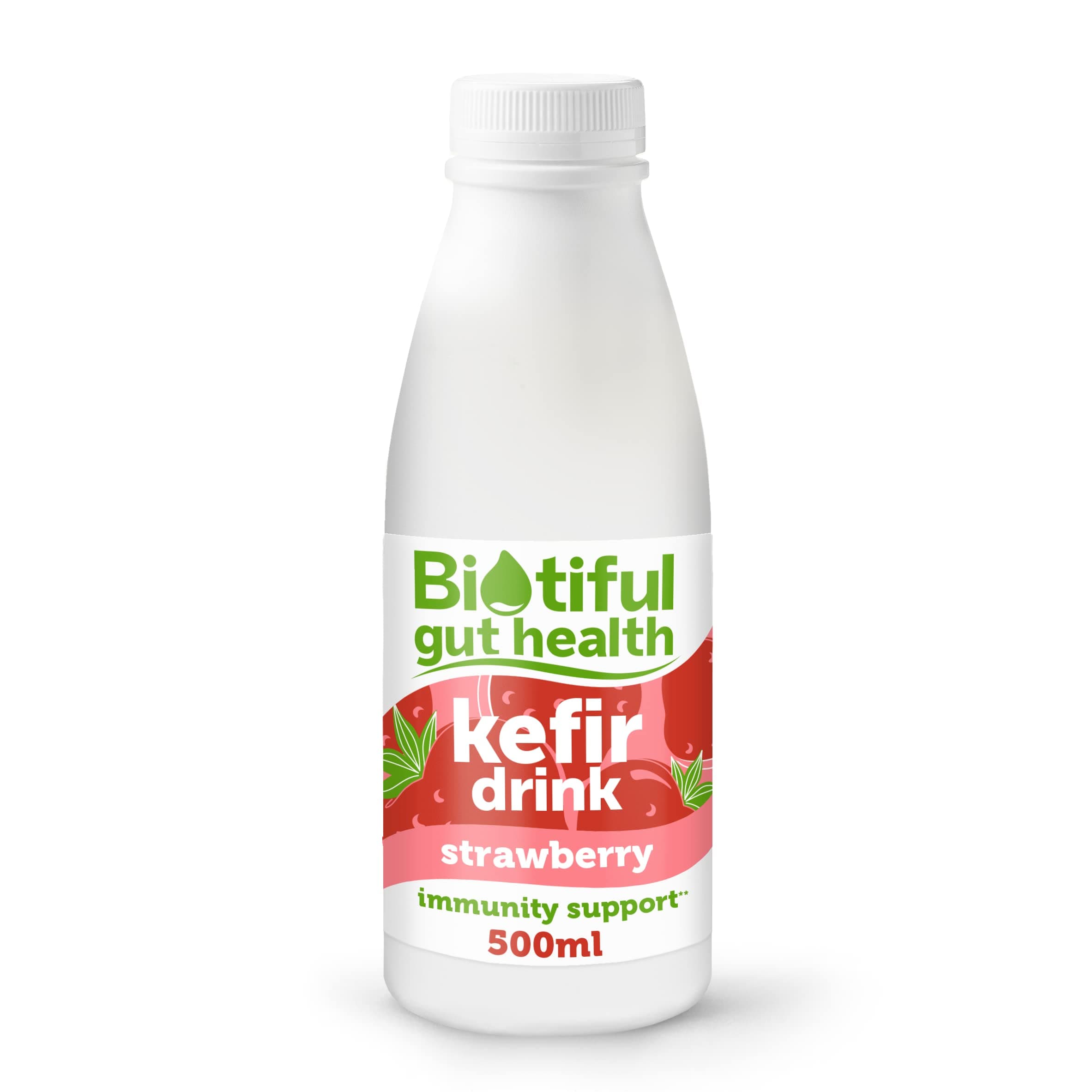 Biotiful Gut Health Kefir Drink Strawberry, Immunity Support, Protein, Source of Calcium and Vitamin B12, No Added Sugar, 500ml