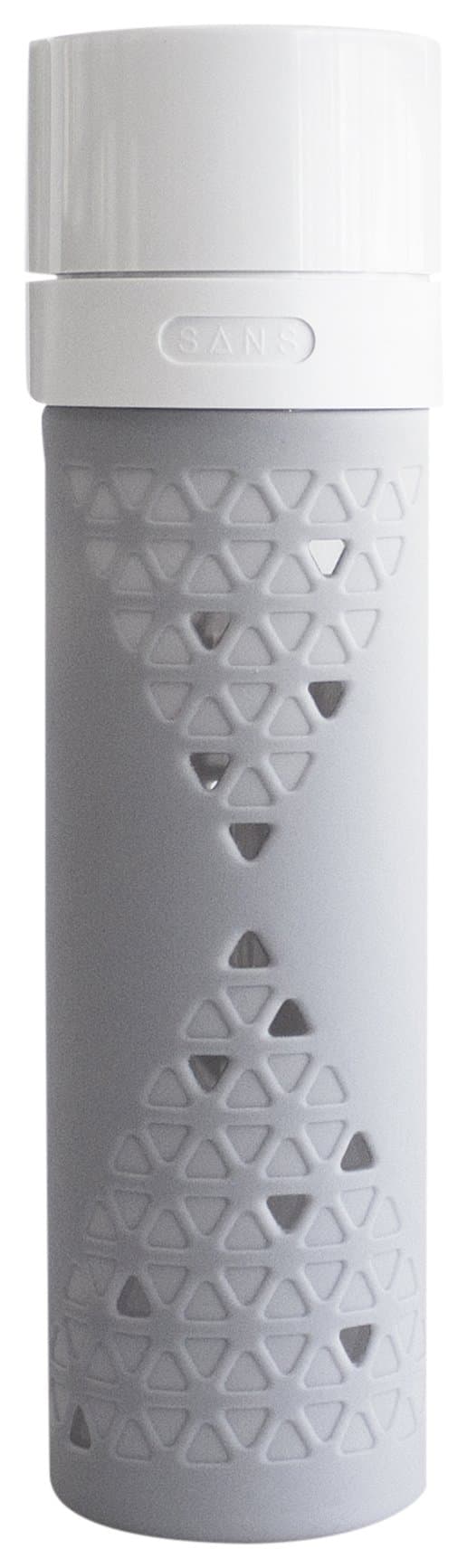 SANS Reusable Vacuum Pump Smoothie & Shake Saving Glass Bottle (16-Ounce, Glacier Gray)