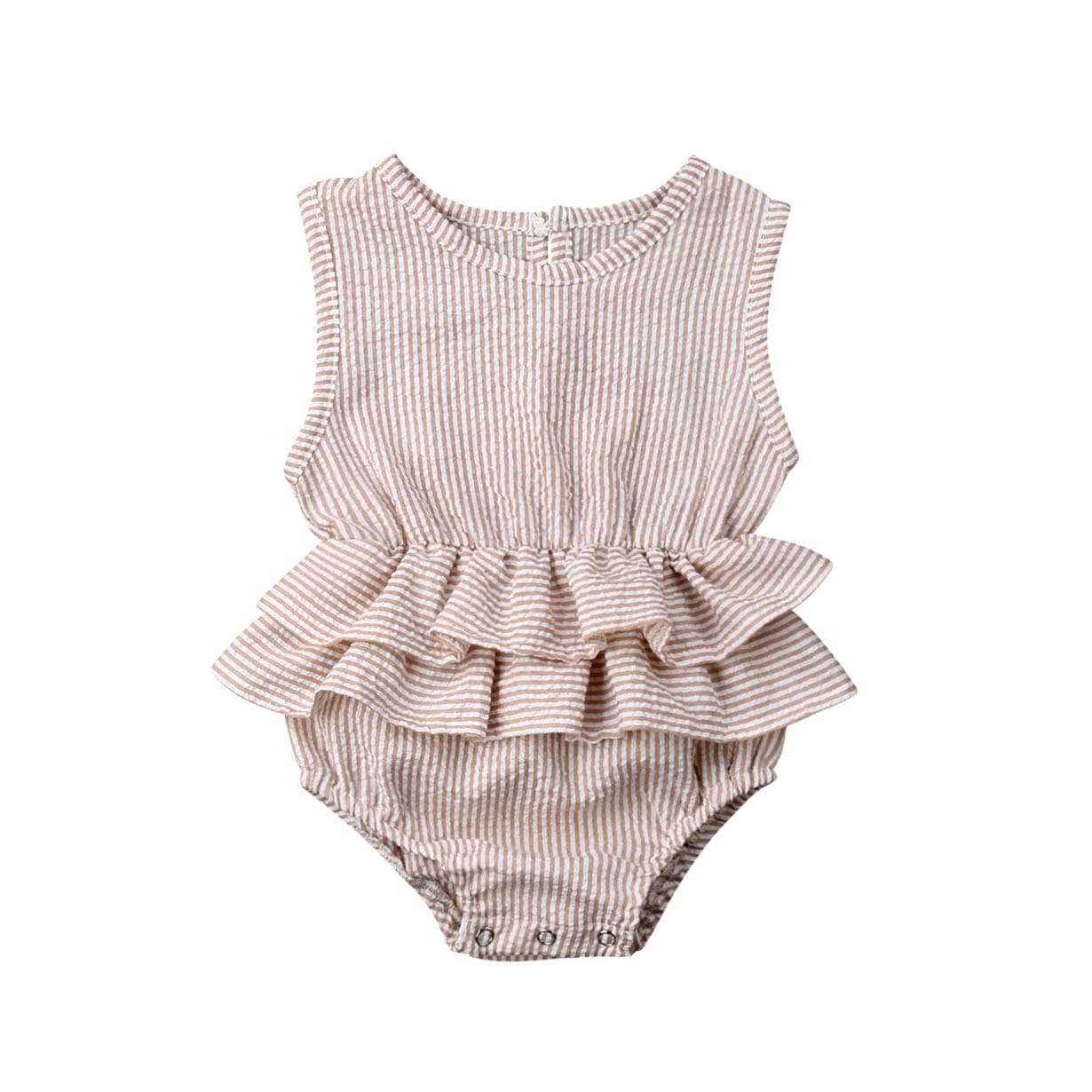 Yoawdats Newborn Baby Girl Romper Cotton Linen Bodysuits Ruffle Sleeve Summer Jumpsuit Outfits Clothes