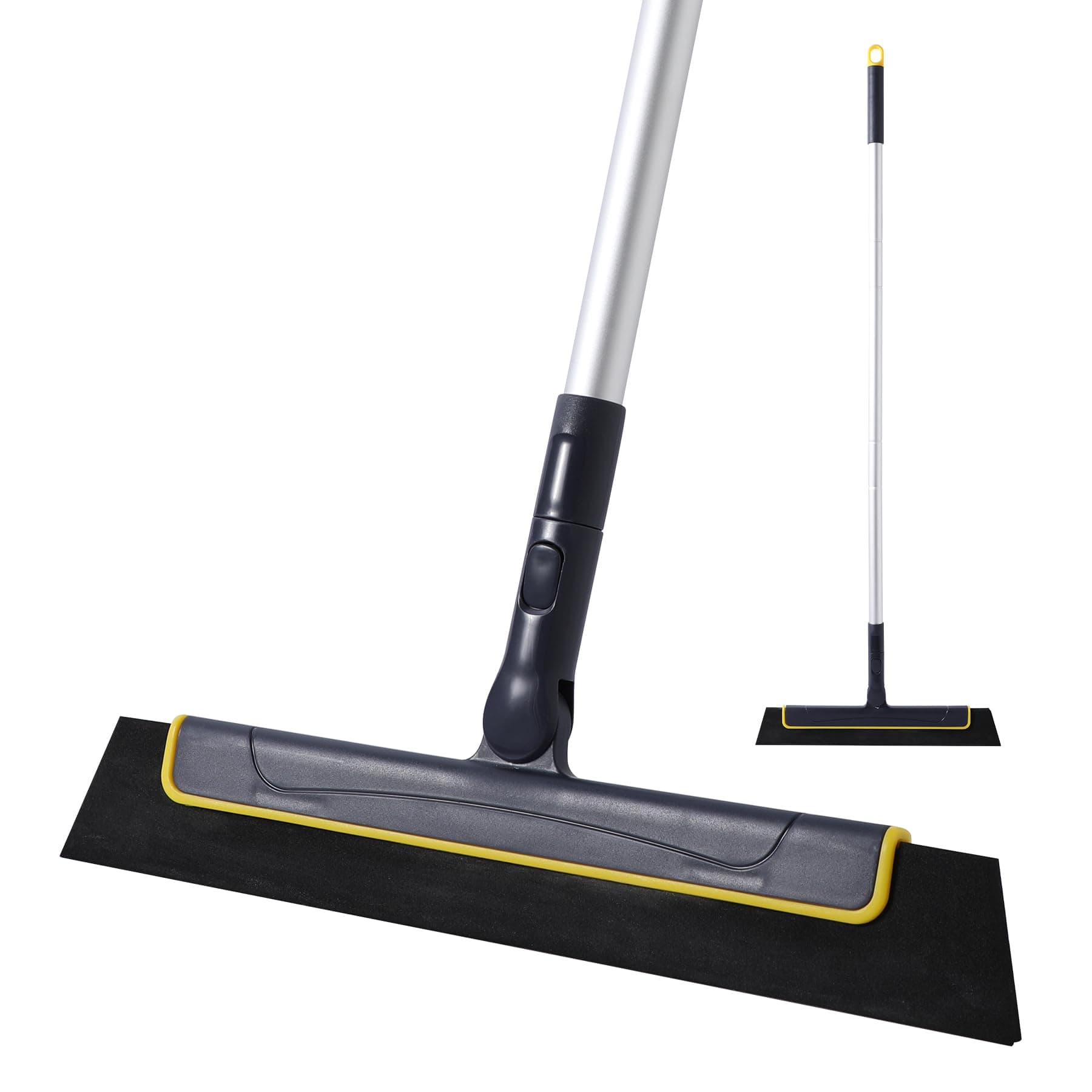 Yocada Floor Squeegee Broom EVA Foam Blade Aluminum Pole for Shower Bathroom Kitchen Home Tile Pet Hair Fur Floor Marble Glass Window Water Foam Cleaning Long Adjustable Removable Handle Anti Static