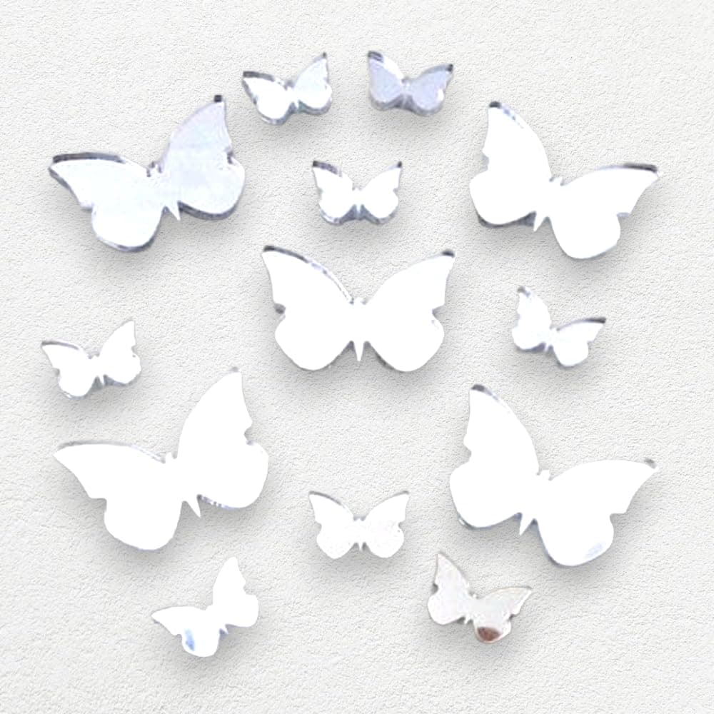 Super Cool Creations Pack of 10 Butterfly Acrylic Mirrors - (Five x 6cm and Five x 4cm)