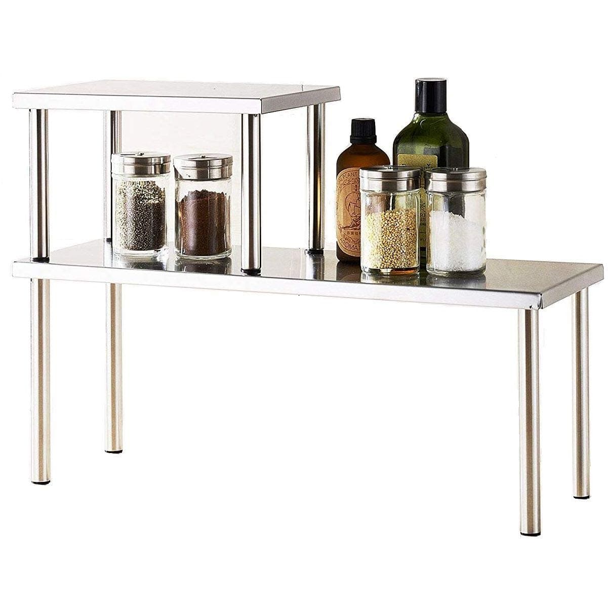 Cook N Home 2-Tier Stainless Steel Counter Storage Shelf Organizer, Rectangle