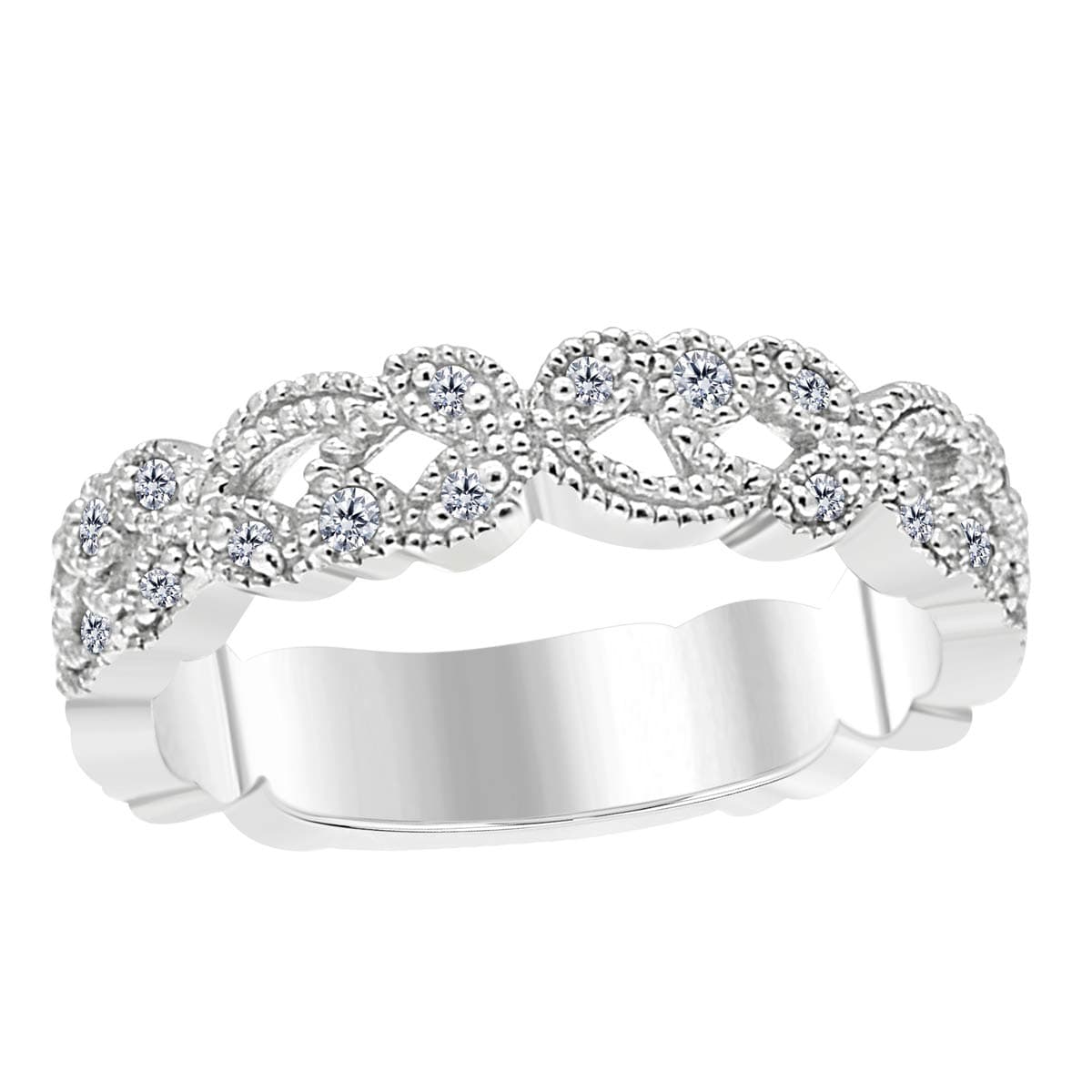 MauliJewels Rings for Women 0.20 Carat Diamond Engagement Wedding Band 4 Prong 10k White Gold