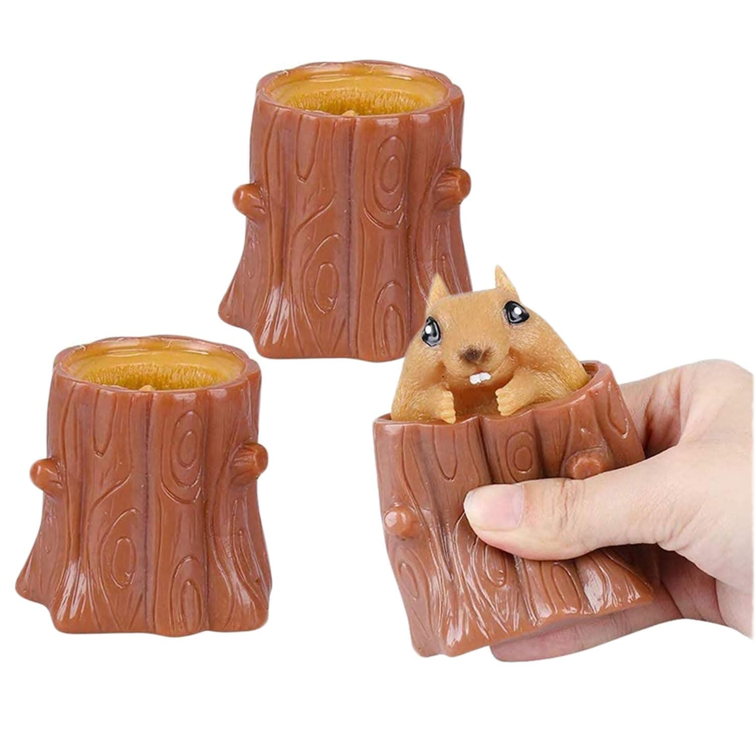 3 PCS Set Squeeze Squirrel Toys Decompression Evil Squirrel Cup, Sensory Fidget Toys, Squishes Toy Stress Relief for Kids & Adult Tricky Funny Squeeze Toys