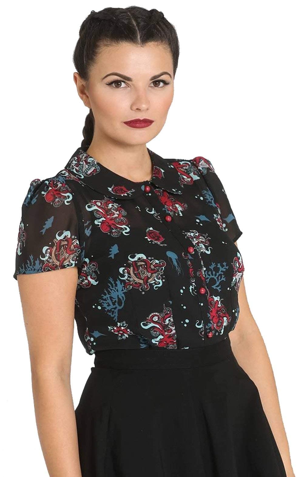 Hell Bunny Poseidon Blouse Women Blouse Black, Regular