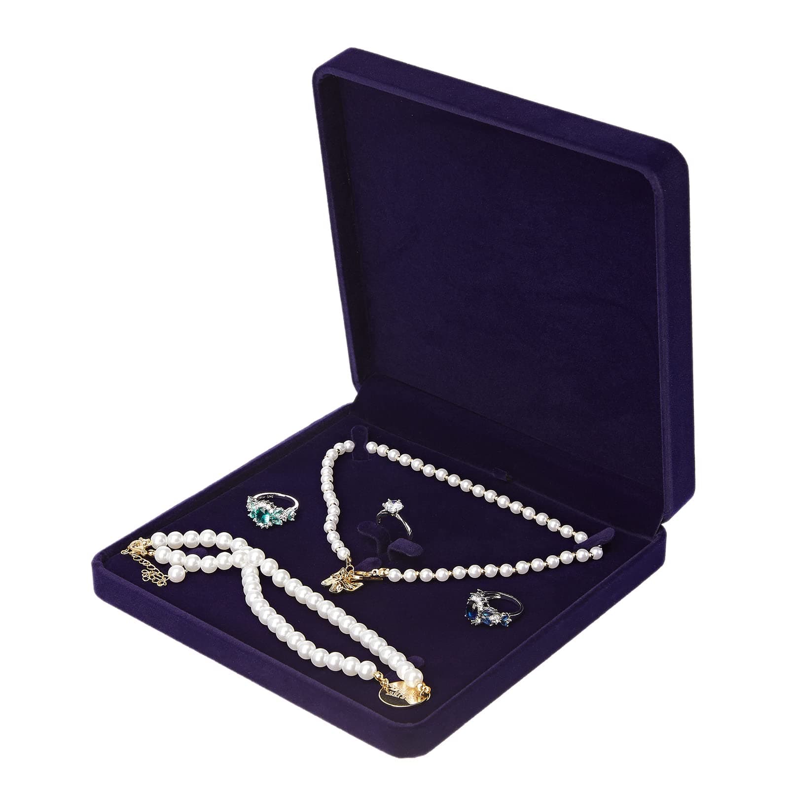 LETURE Velvet Jewelry Set Box, Velvet Gift Box for Bracelet Necklace Earring Ring (Blue)
